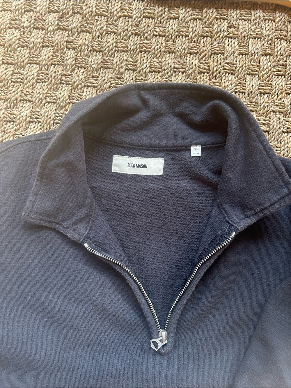 Buck Mason grey/navy Half-Zip Sweater